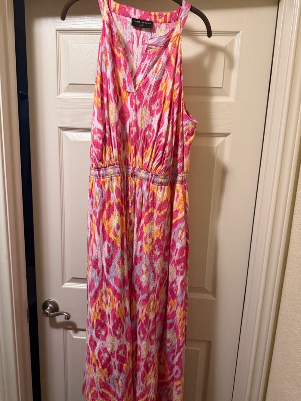 Lane Bryant Pink Yellow Patterned  Sleeveless Maxi Dress